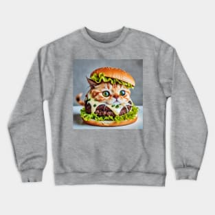 cheeseburger cat makes me hungry Crewneck Sweatshirt